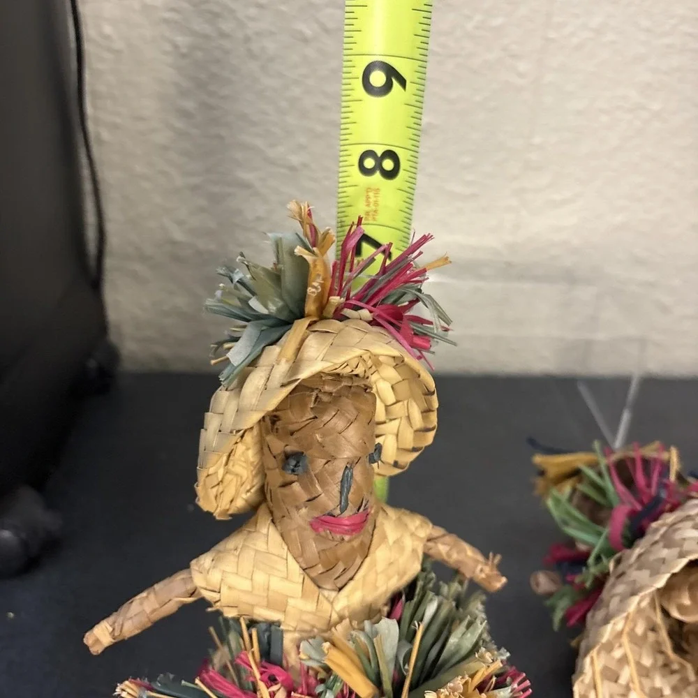 3~Vtg~Woven Straw Dolls~Souvenir from Bahamas